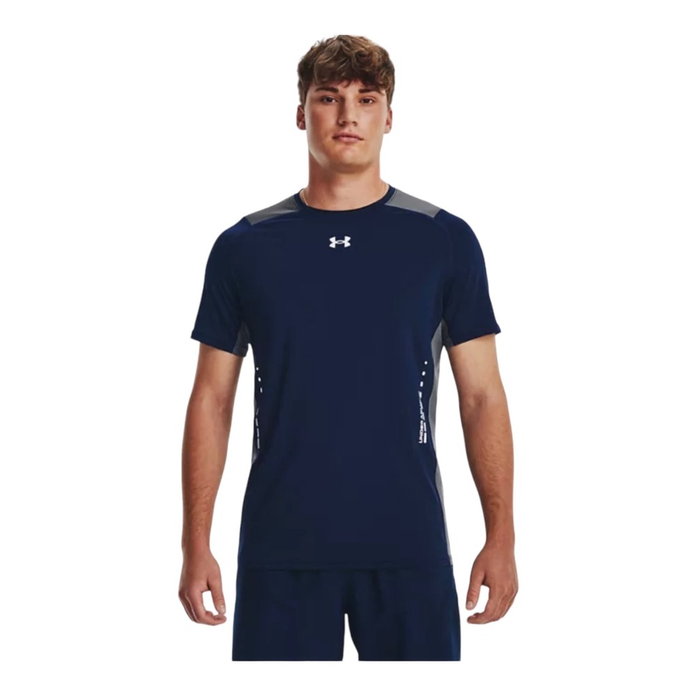 Under Armour Heatgear Mens 3XL  Navy Blue White Short Sleeve‎ Athletic Shirt